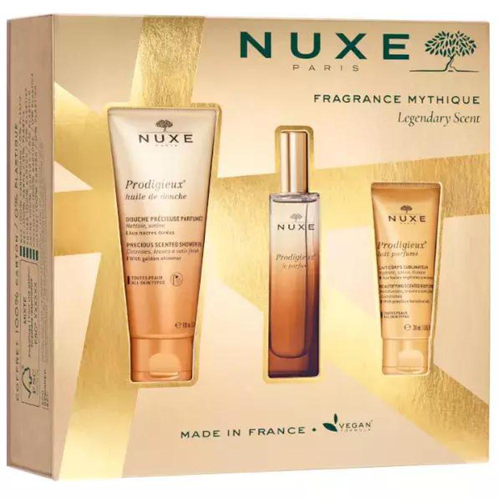 Nuxe parfum prodigieuse 30ml + aceite de ducha 100ml + leche corporal 30ml